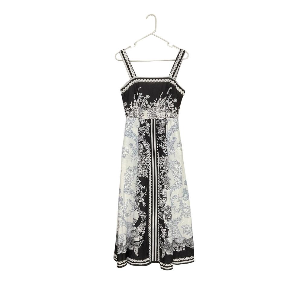 NWT Miss Rosier Botanical Midi Sun Dress Size Medium Sleeveless Pleated Pockets